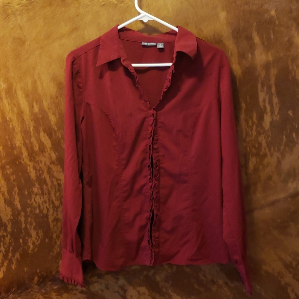 Burgundy button up blouse